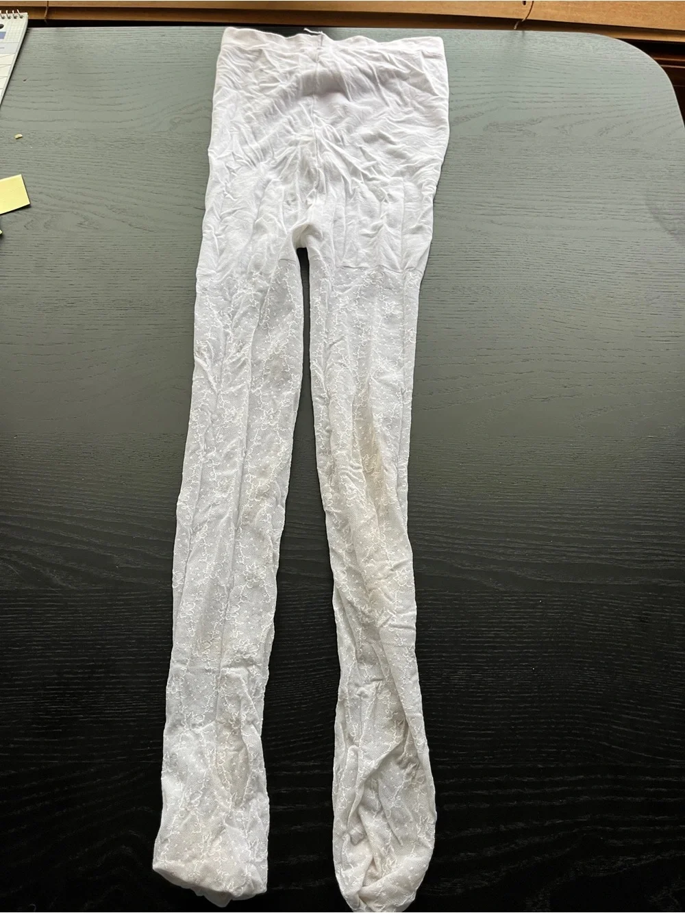 White Lace Floral Pattern Tights Stockings Sheer Textured